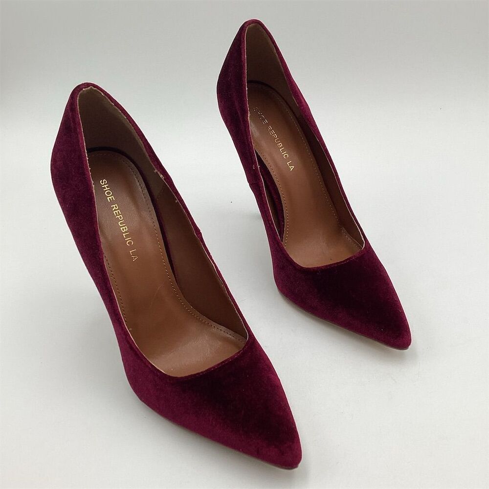 Shoe Republic LA Women's Burgundy Velvet High‎ Heel Pumps Size 8